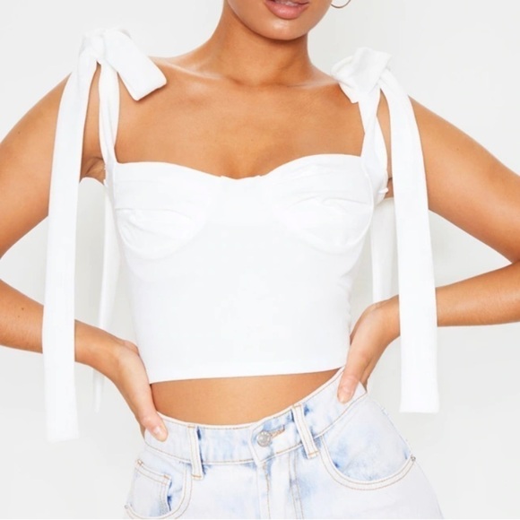 Coquette Girl Cupped Bralette Tank Tie Strap Cropped Tank Top Size 10 PLT NWT - Picture 13 of 13